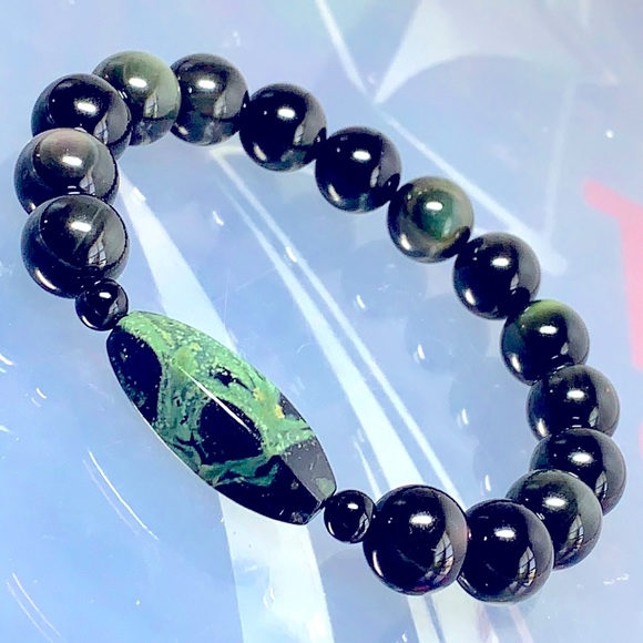 OBSIDIAN + KAMBABA NATURAL BRACELET size 7.5” - Picture 5 of 16